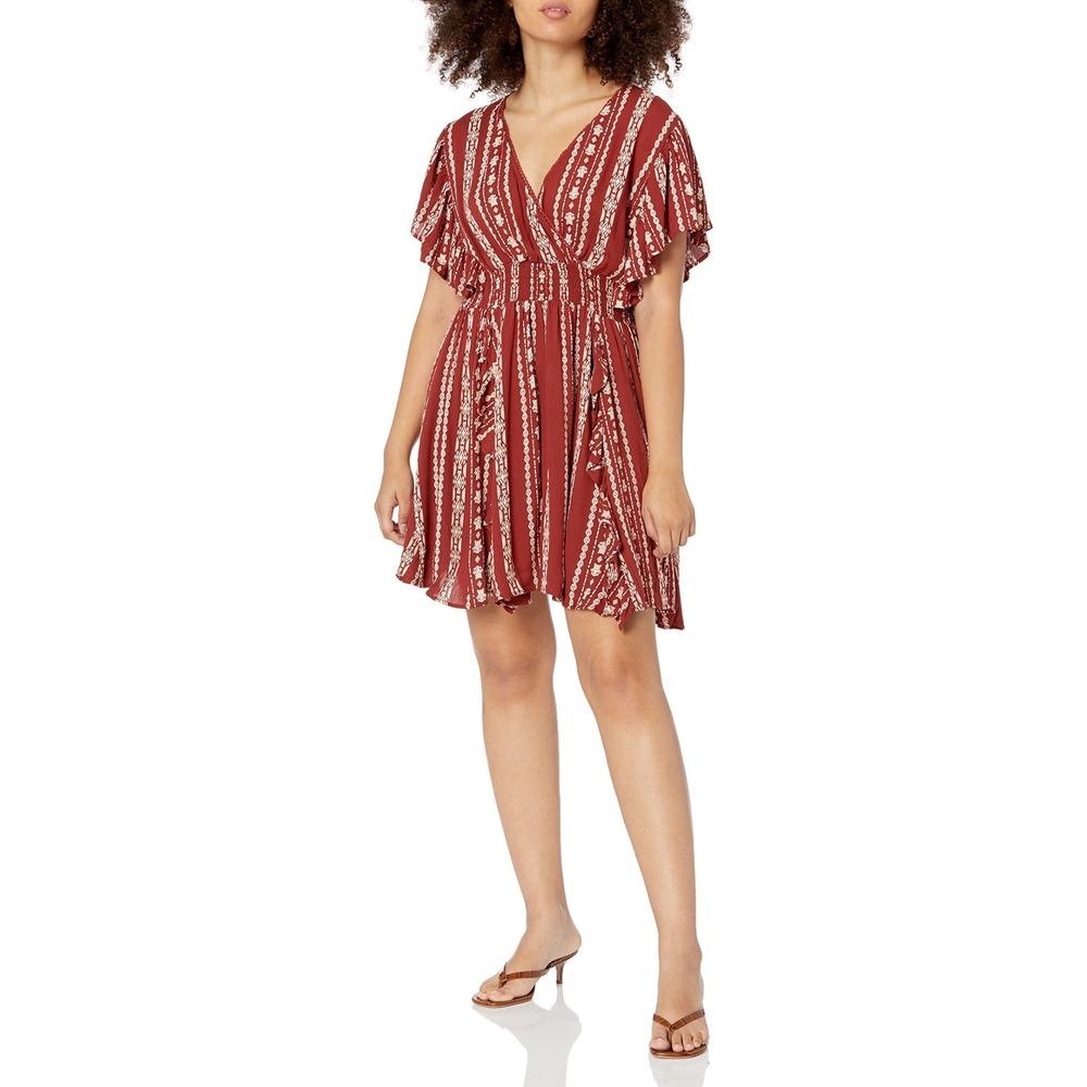 Angie Women's V Neck‎ Flutter Sleeve Dress - S NWOT